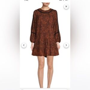 Time & Tru Women's Long Sleeve Lace detail Baby Doll Dress